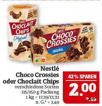 Marktkauf Nestlé choco crossies oder choclait chips Angebot