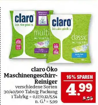 Marktkauf Claro öko maschinengeschirr-reiniger Angebot