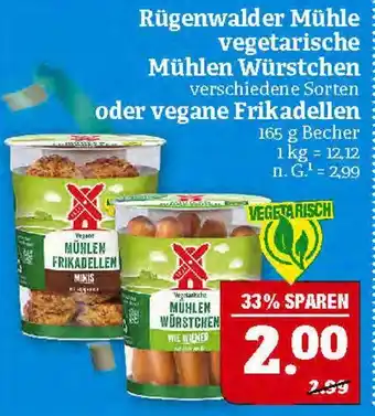 Marktkauf Rügenwalder mühle vegetarische mühlen würstchen oder vegane frikadellen Angebot