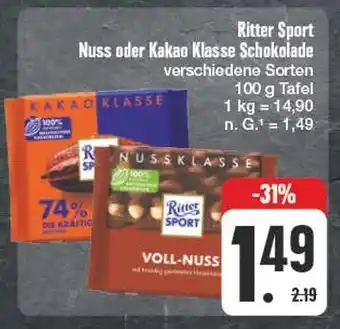 Edeka Ritter sport nuss oder kakao klasse schokolade Angebot