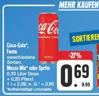 Edeka Coca-cola coca-cola, fanta, mezzo mix* oder sprite Angebot