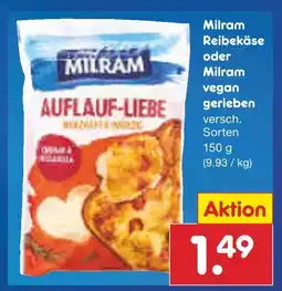 Netto Marken-Discount Milram reibekäse oder vegan gerieben Angebot