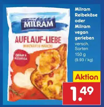 Netto Marken-Discount Milram reibekäse oder vegan gerieben Angebot