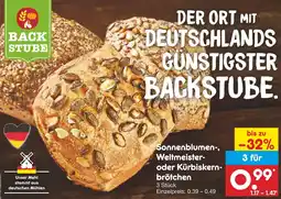 Netto Marken-Discount Backstube sonnenblumen-, oder weltmeister- oder kürbiskernbrötchen Angebot