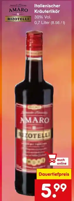 Netto Marken-Discount Rizotelli italienischer kräuterlikör Angebot