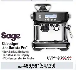 METRO Sage Siebträger ,,the Barista Pro" Angebot