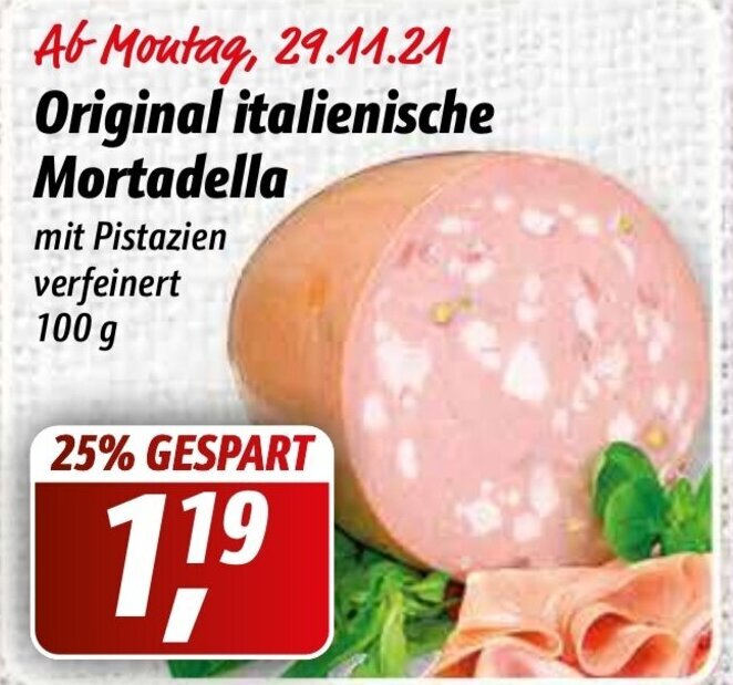 Original Italienische Mortadella 100g Angebot bei Simmel