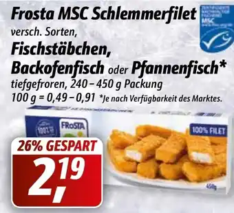 Simmel Frosta MSC Schlemmerfilet, Fischstäbchen, Backofenfisch oder Pfannenfisch 240-450g Angebot