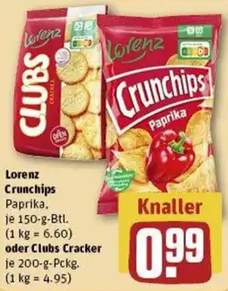 REWE Lorenz Crunchips oder Clubs Cracker Angebot