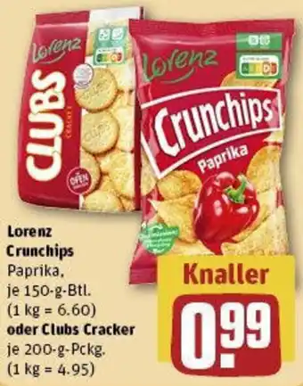 REWE Lorenz Crunchips oder Clubs Cracker Angebot