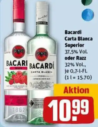 REWE Bacardi Carta Blanca Superior oder Razz Angebot