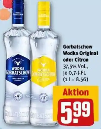 REWE Gorbatschow Wodka Original oder Citron Angebot