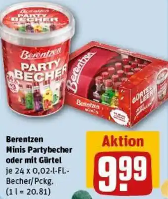 REWE Berentzen Minis Partybecher oder mit Gürtel Angebot