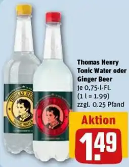 REWE Thomas Henry Tonic Water oder Ginger Beer Angebot