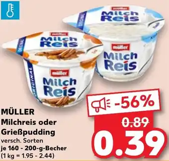 Kaufland MÜLLER Milchreis oder Grießpudding Angebot