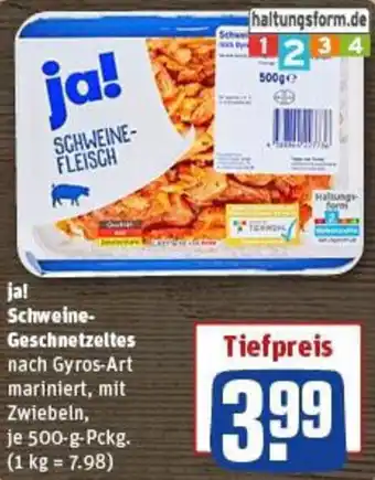 REWE ja! Schweine Geschnetzeltes Angebot