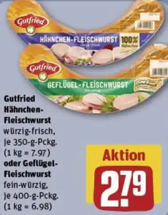 REWE Gutfried Hähnchen Fleischwurst oder Geflügel-Fleischwurst Angebot