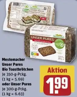 REWE Mestemacher Unser Pures Bio Toastbrötchen oder Unser Pures Angebot