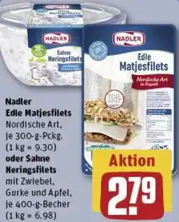 REWE Nadler Edle Matjesfilets oder Sahne Heringsfilets Angebot