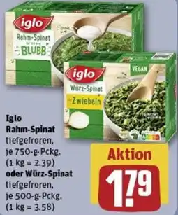 REWE Iglo Rahm-Spinat oder Würz Spinat Angebot