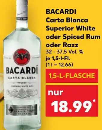 Kaufland BACARDI Carta Blanca Superior White oder Spiced Rum oder Razz Angebot