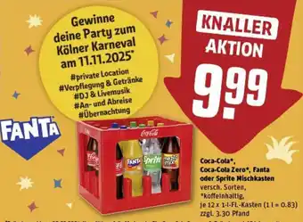 REWE Coca-Cola, Coca-Cola Zero, Fanta oder Sprite Mischkasten Angebot