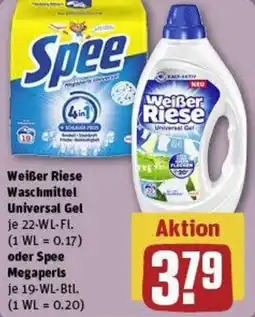 REWE Weißer Riese Waschmittel Universal Gel oder Spee Megaperls Angebot