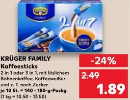 Kaufland KRÜGER FAMILY Kaffeesticks Angebot