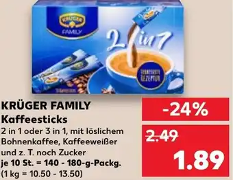 Kaufland KRÜGER FAMILY Kaffeesticks Angebot