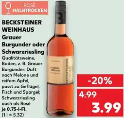 Kaufland BECKSTEINER WEINHAUS Grauer Burgunder oder Schwarzriesling Angebot