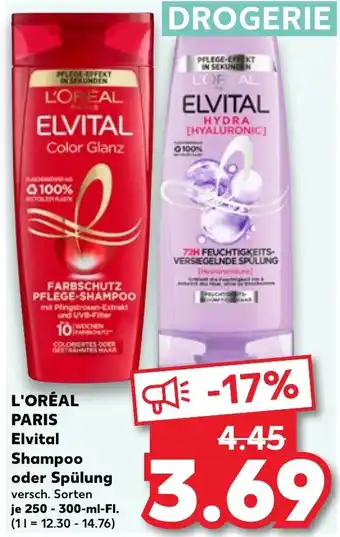 Kaufland L'ORÉAL PARIS Elvital Shampoo oder Spülung Angebot