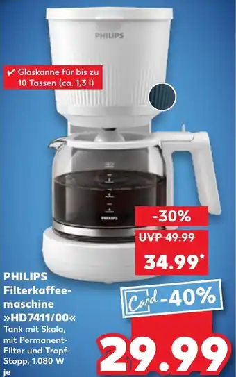 Kaufland PHILIPS Filterkaffeemaschine HD7411/00 Angebot