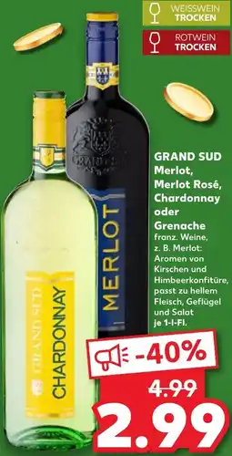 Kaufland GRAND SUD Merlot, Merlot Rosé, Chardonnay oder Grenache Angebot