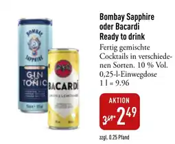 Galeria Markthalle Bombay Sapphire oder Bacardi Ready to drink Angebot