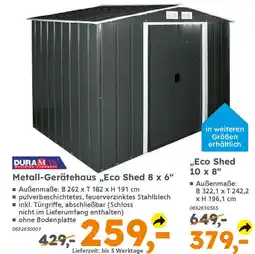 Globus Baumarkt DURAMAX Metall-Gerätehaus „,Eco Shed 8 x 6" Angebot