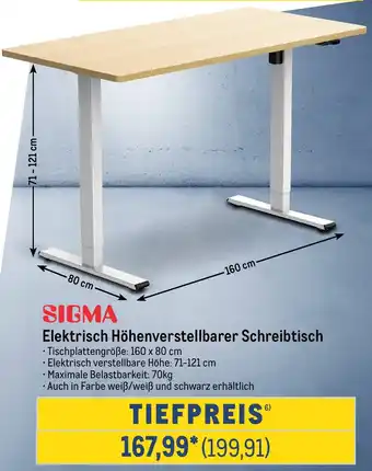 METRO SIGMA Elektrisch Höhenverstellbarer Schreibtisch Angebot