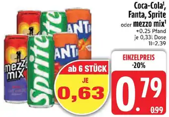 Edeka Coca-Cola, Fanta, Sprite oder mezzo mix Angebot