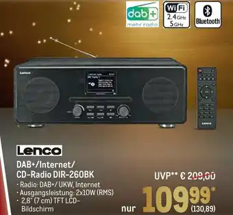 METRO Lenco DAB/Internet/CD-Radio DIR 260BK Angebot