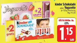 Edeka kinder Schokolade oder Yogurette Angebot