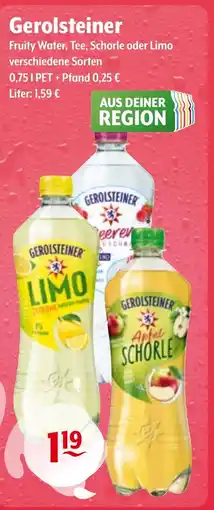 Trink und Spare Gerolsteiner Fruity Water, Tee, Schorle oder Limo Angebot