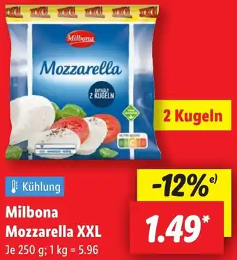 Lidl Milbona Mozzarella XXL Angebot