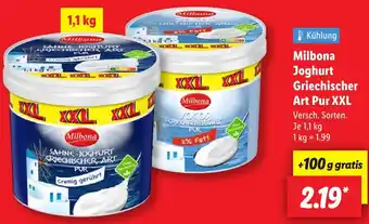 Lidl Milbona Joghurt Griechischer Art Pur XXL Angebot