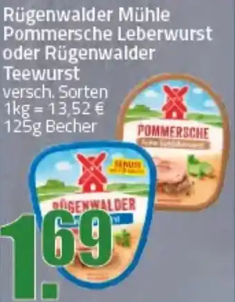 Ihr Frischmarkt Rügenwalder Mühle Pommersche Leberwurst oder Rügenwalder Teewurst Angebot