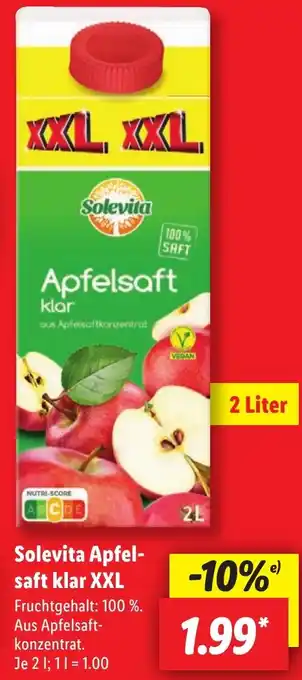 Lidl Solevita Apfelsaft klar XXL Angebot