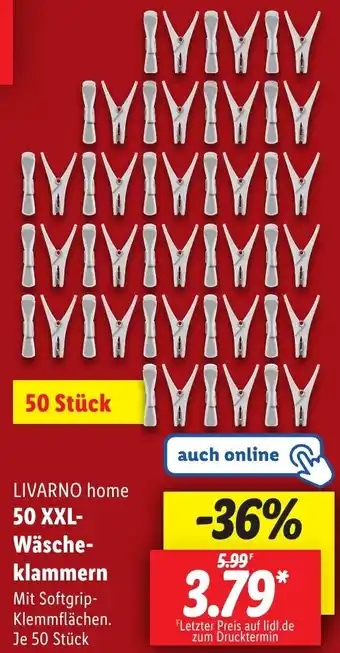 Lidl LIVARNO home 50 XXL Wäscheklammern Angebot