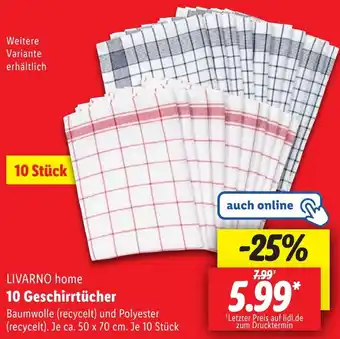 Lidl LIVARNO home 10 Geschirrtücher Angebot