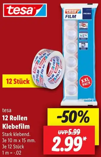 Lidl tesa 12 Rollen Klebefilm Angebot