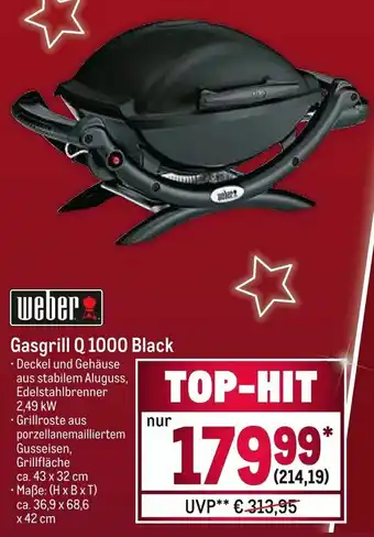 METRO Weber Gasgrill Q 1000 Black Angebot