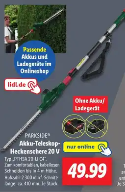 Lidl PARKSIDE Akku-Teleskop Heckenschere 20 V Angebot