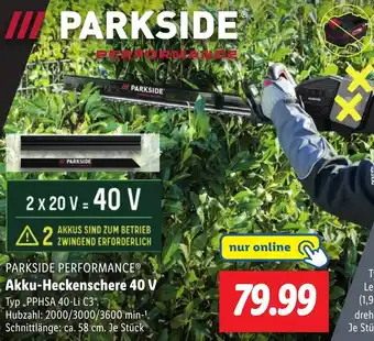 Lidl PARKSIDE PERFORMANCE Akku-Heckenschere 40 V Angebot